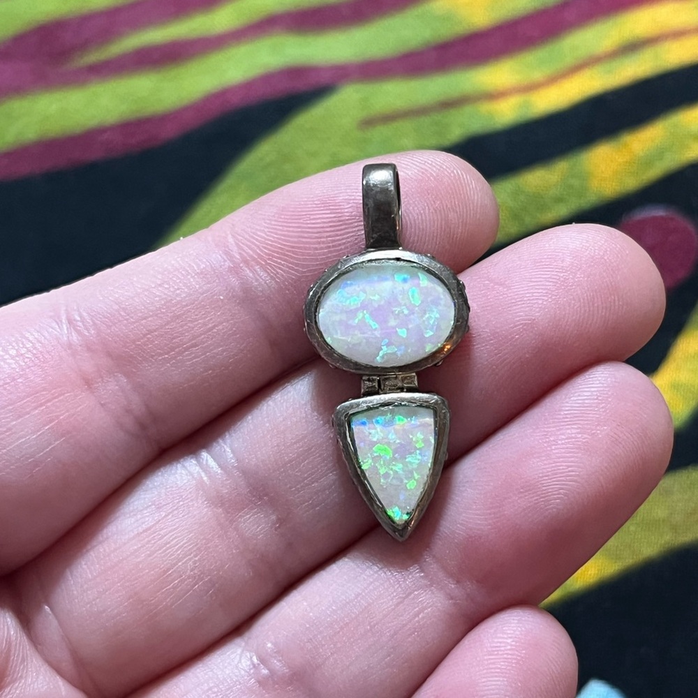 Peyote Bird Southwestern Fire Opal Sterling Silver 925 Totem Pendant
